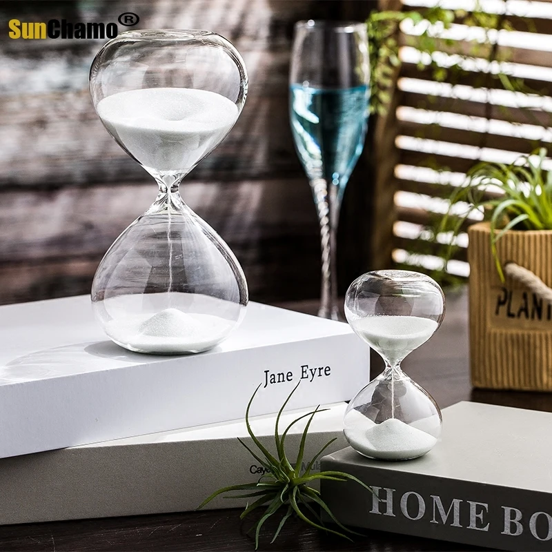 Description Picture 3 of item5/15/30 min Simple and Modern Glass Hourglass Timer Nordic Home Study Soft Decoration Decora Creative Birthday Gift Sand Watch