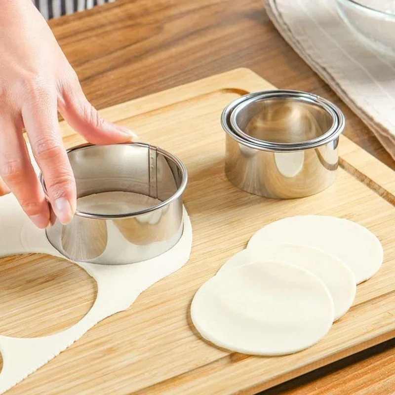 Stainless Steel Biscuit Mold Kitchen Round Cookie Cutter Set Baking Circle Pastry Cake Mould DIY Dumplings Skin Cutting Tools cookie cutter baking mold cookie mould cookie maker press kit pastry cutter