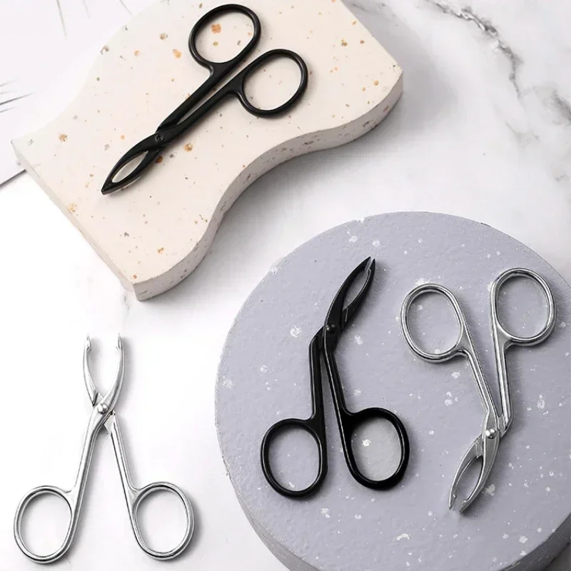 Stainless Steel Elbow Eyebrow Tweezers Clip Scissors Straight Pointed Professional Plucking Makeup Beauty Tools