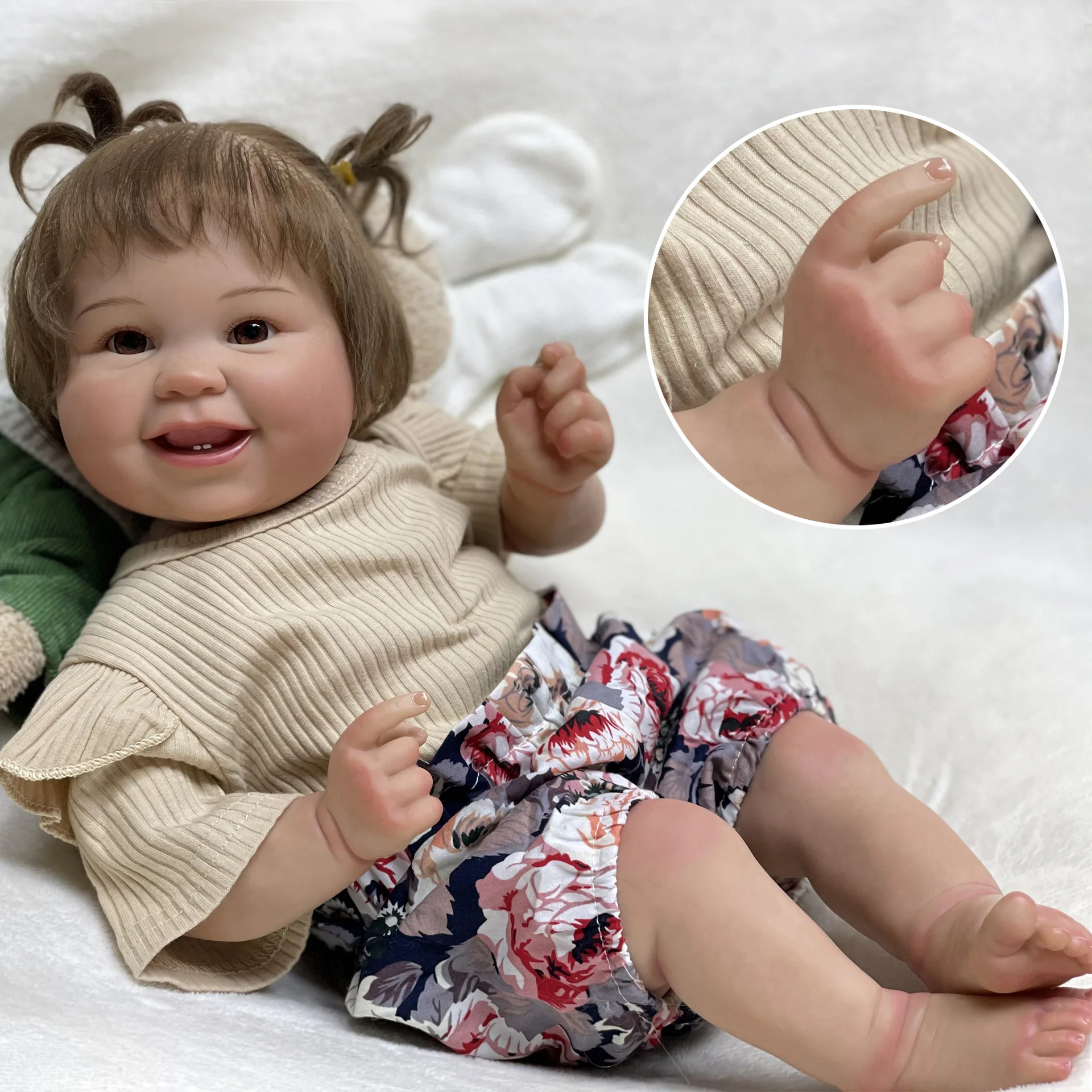 

55CM Reborn Baby Lifelike Soft Touch Half Silicone Cloth Bebe Reborn Detail Painted Skin High Quality Art Doll Gift