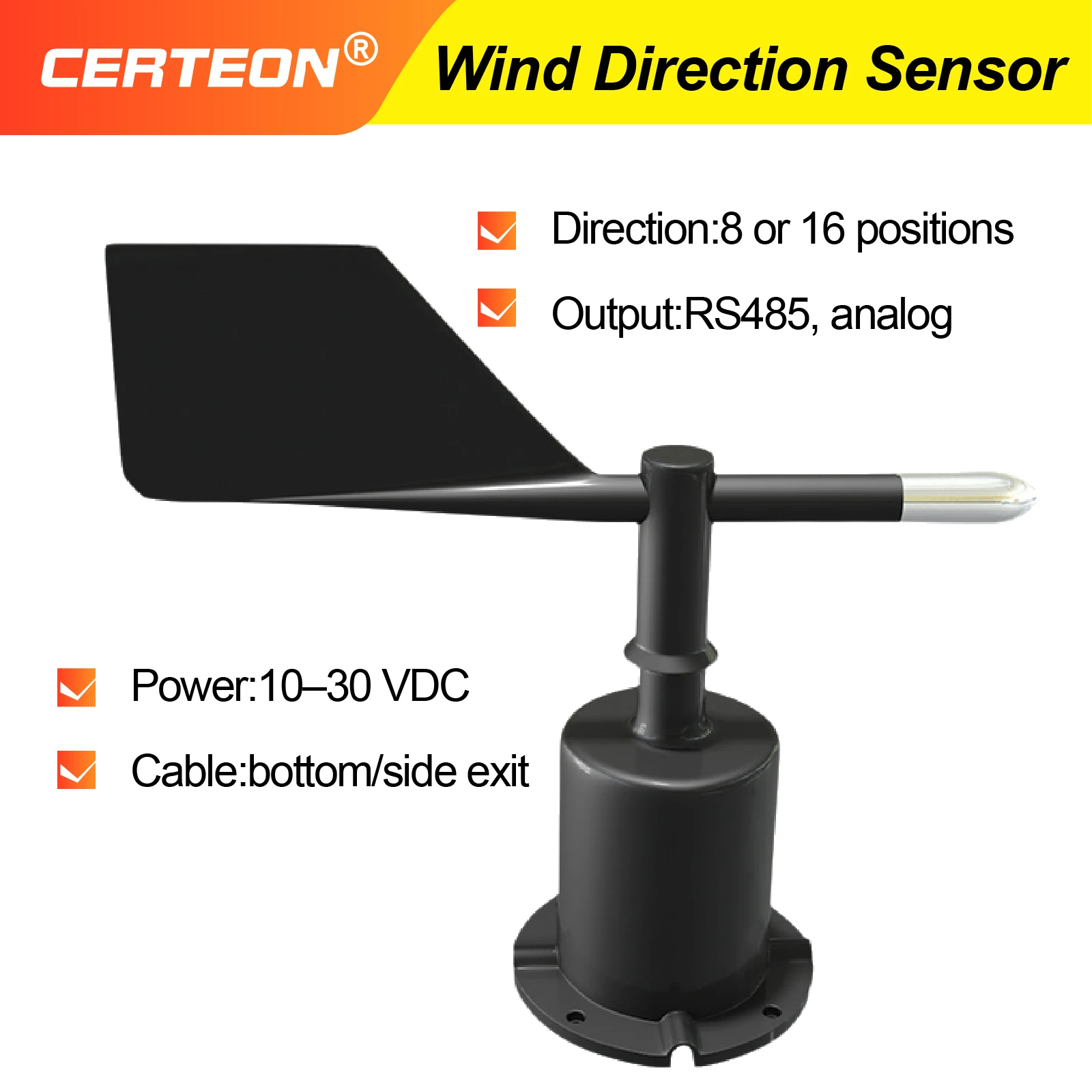 Weather Station Wind Direction Sensor Ultrasonic Type 8/16 Direction ...