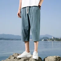 Summer Casual Linen Short Pants New Cotton Straight Mens Lightweight Shorts Large Solid Color Gym Fifth Beach Short Pants 2