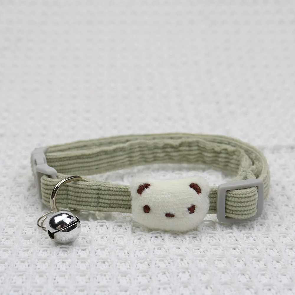 Pet Adjustable Corduroy Cartoon Cat collar Breakaway Cute Neck Collar with Bell for Small Dogs Puppy Kitten Ornaments Things 4