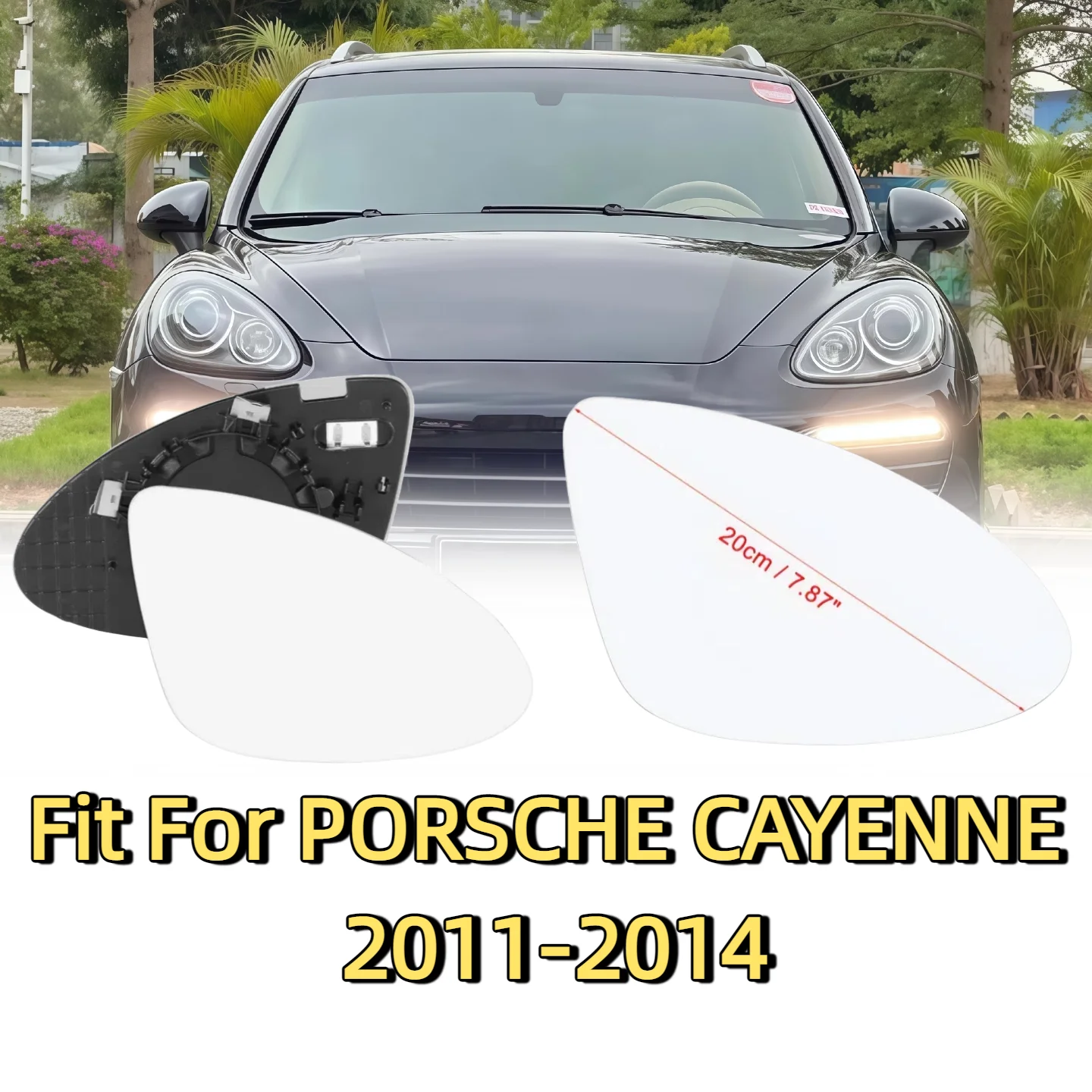 X AUTOHAUX Right Side Heated Aspherical Mirror Glass For Porsche Cayenne 2011-2015 (w/ Backing, GA-PO2109) 4 thumbnail image