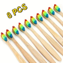 Vibrant Bamboo Toothbrush Set - Eco - Friendly, Soft - Bristle for Adults, Ideal for Home, Travel, and Hotel Use (8Pcs)
