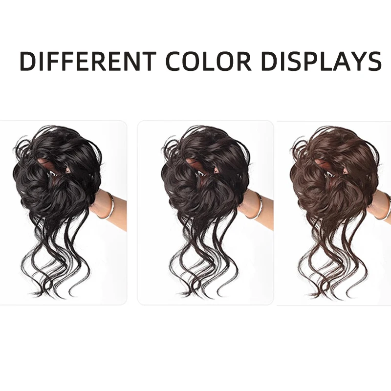 LUPU 100% Human Hair Bun  Extensions Human Hair Messy Bun Hair Pieces Wavy Curly Human Hair Chignon Tousles Updo For Women Girls