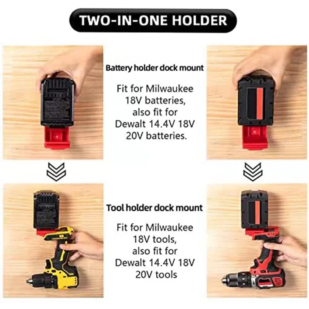 밀워키 18V 20V 드릴 도구 용 Dewalt 용 도구 마운트 Dewalt 20V 배터리 마운트 도크 홀더 고정 시트 용 배터리 홀더