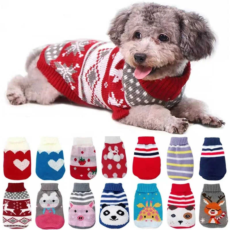 Warm Pet Dog Clothes For Cat Christmas Knitted Sweater Pet Chihuahua Bulldog Clothing For Small Medium Puppy Costume Coat Winter dog clothes pet sweater