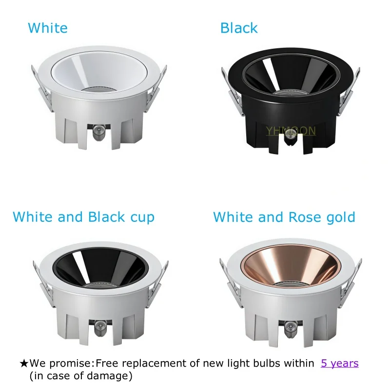 IP65 Waterproof Embedded CRI98 Dimmable Spotlight AC110-220V 7W-30W Bathroom Kitchen Ceiling Downlight LED Anti Glare