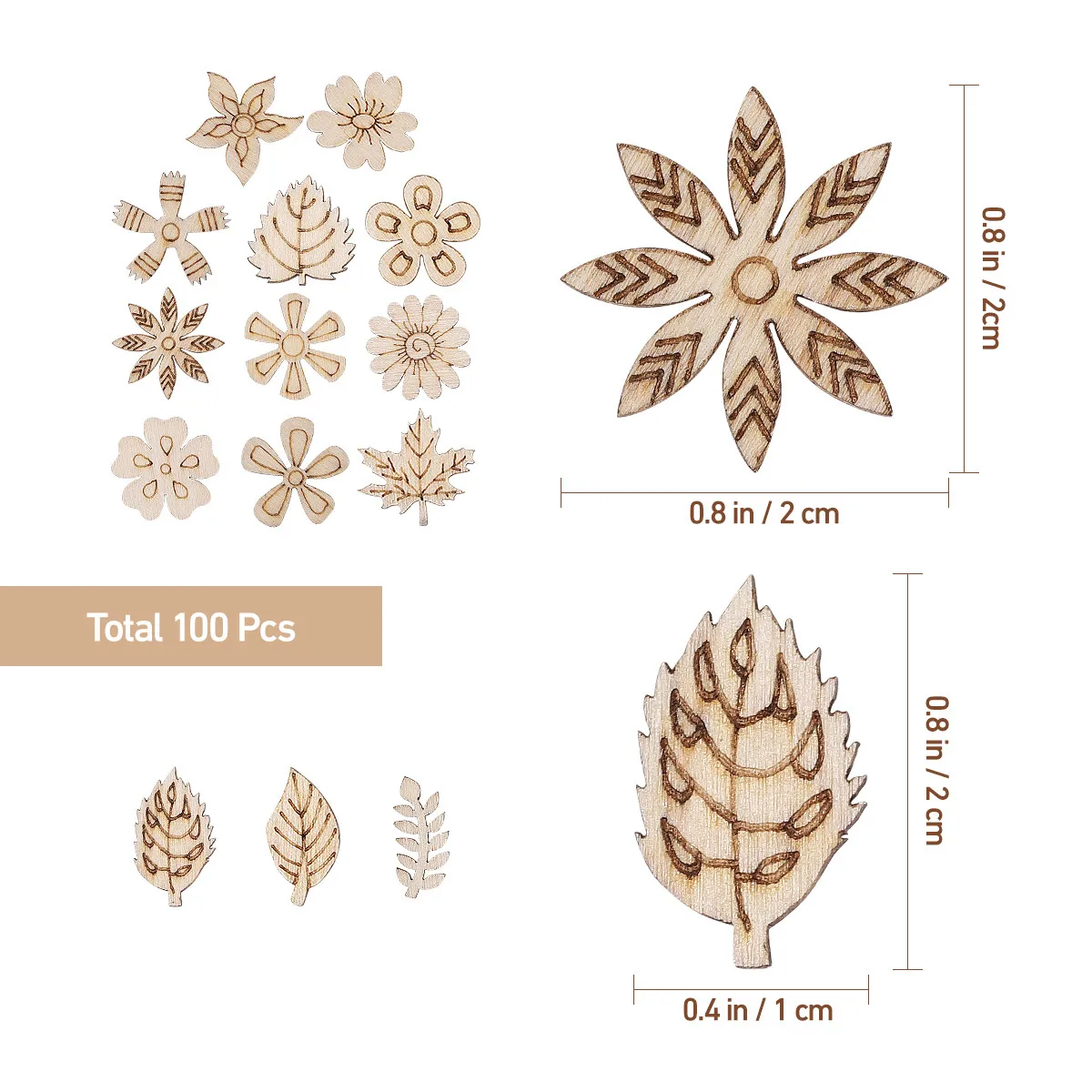 100Pcs 20Mm 프리미엄 우드 슬라이스 크리스마스 장식 공예 용품 DIY 장식 스크랩북킹 어린이 미술 활동 나무로 만든