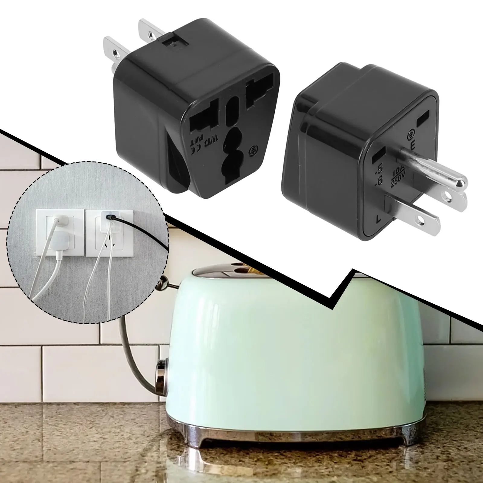 

2pcs U S Travel Plug Adapter Universal To America Power Converter Socket Electrical Equipment Supplies Socket Accessories