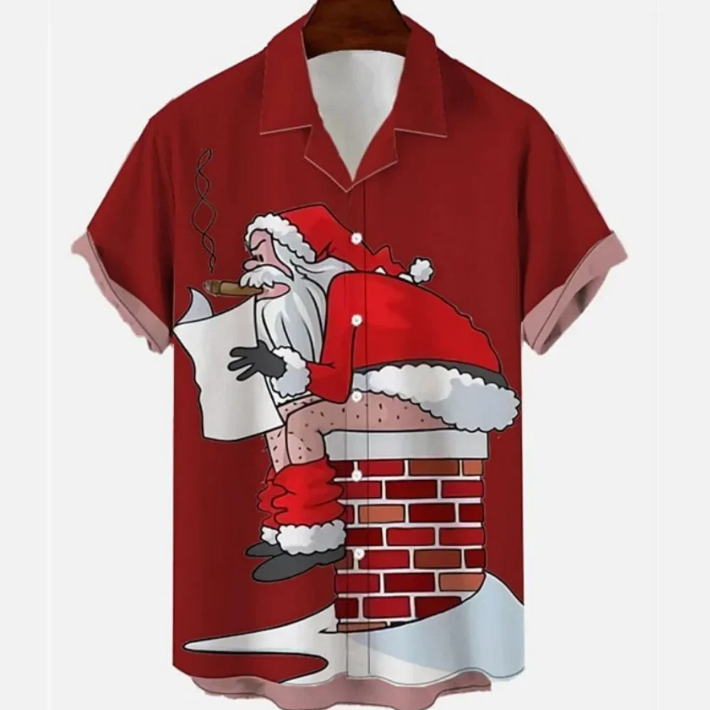 

New Free Shipping Christmas Clothing Men's Shirt Short Sleeve Tops 3d Santa Claus Graphic Shirt Male And Women Oversized Apparel