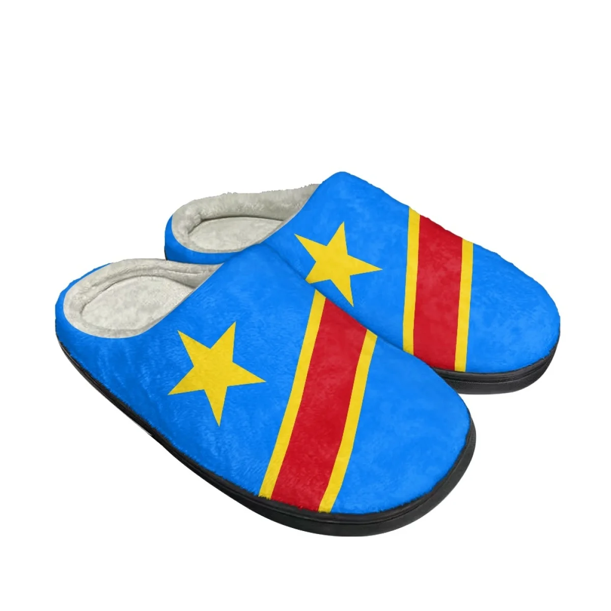 New Congo Flag Design Winter Footwear Women Flat Indoor Home Non Slip Slides Dropshipping Versatile House Warm Cotton Slippers