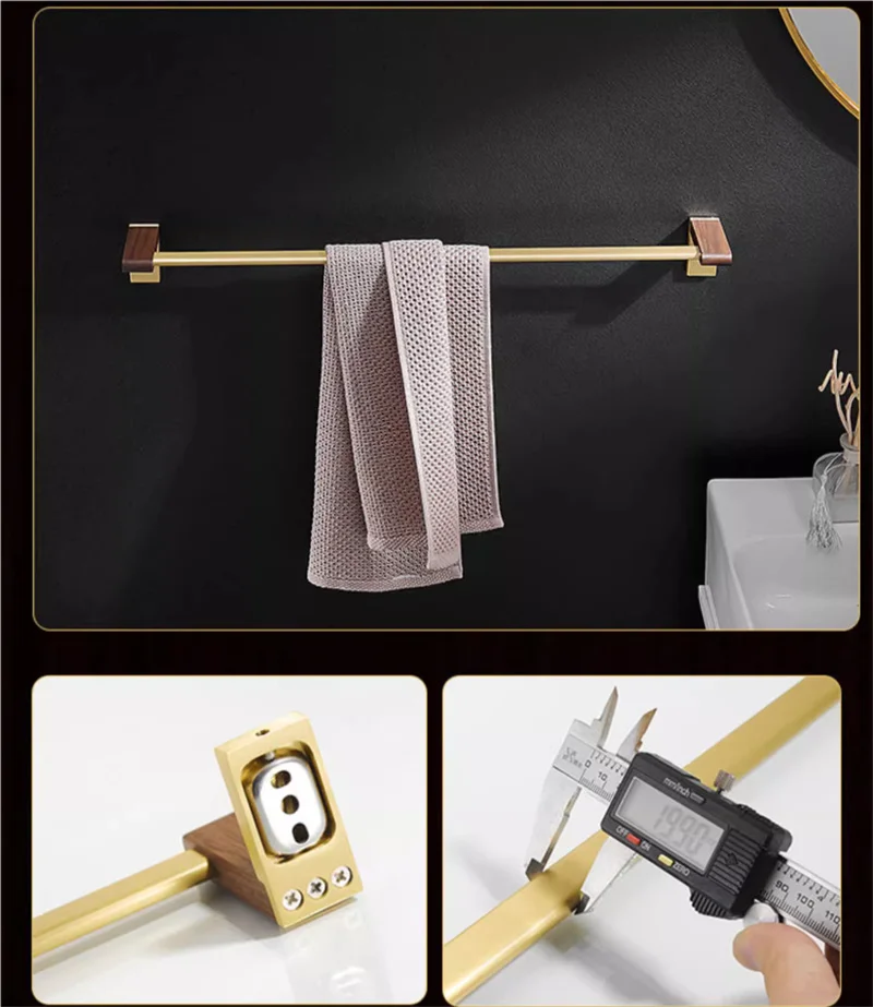 Description Picture 6 of itemWalnut Aluminum Towel Bar,Toilet Brush Holder,Lavatory Tissue Rack,Corner Shelf,Robe Hook,Bath Accessories Hardware,Wall Mounted