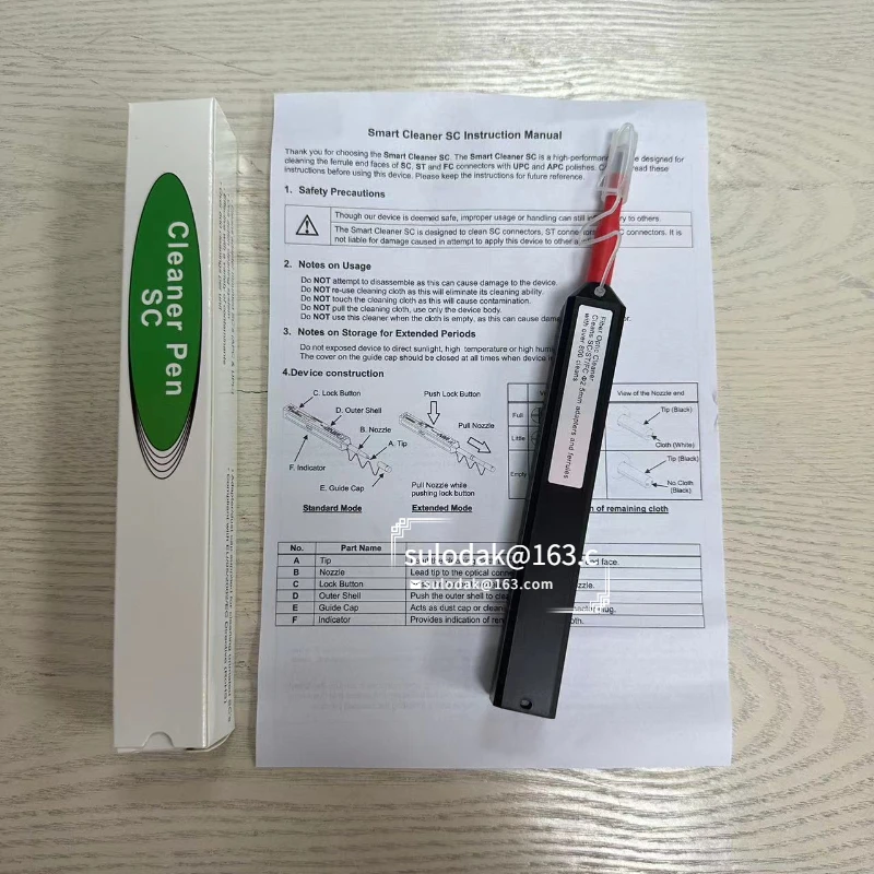 Fiber Optic Cleaning Pen Tool, One Click Cleaner, 2.5mm, 1.25mm, 2 in 1, SC, FC, ST, LC, MU