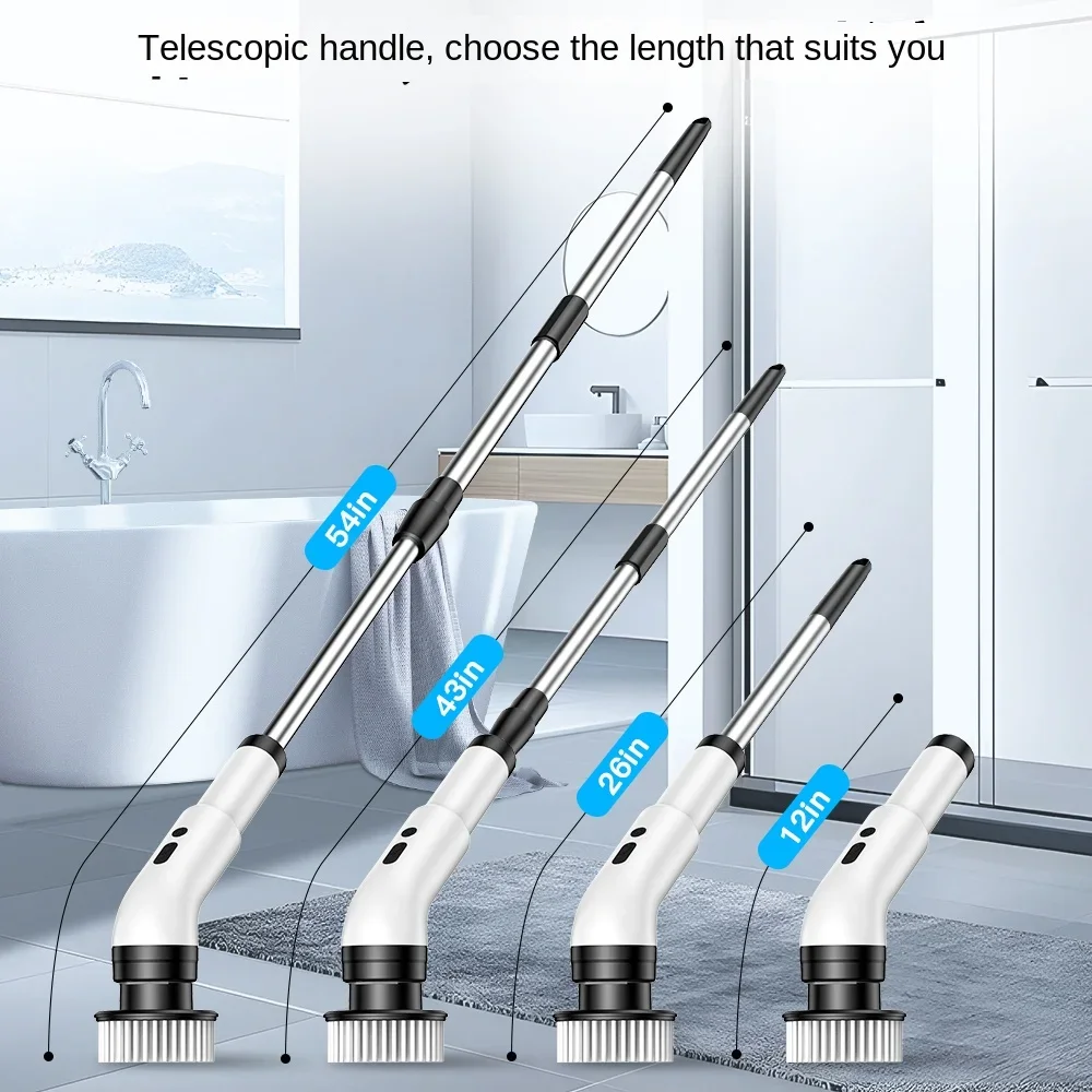 Stretchable multifunctional 9-in-1 electric cleaning brush - kitchen cleaning tool, floor sweeping tool.