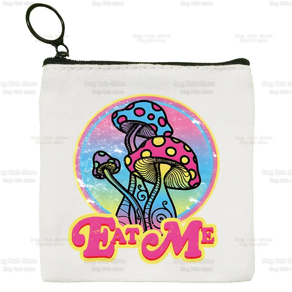 

Mushroom Kawaii Simple Coin Purse Female Student Canvas Ulzzang Grunge Cute Key Bag Graphic Aesthetic Mini Clutch Small Purse