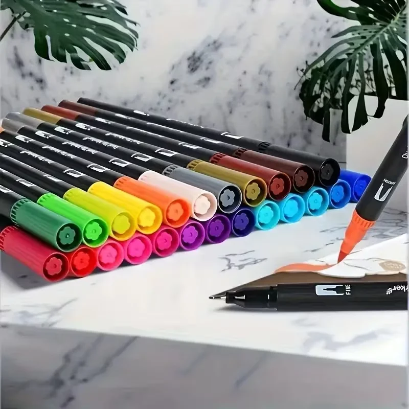 Pennarelli Acquerellabili a Doppia Punta Vibranti – Set Artistico per Disegno e Artigianato, Corpo in Plastica Resistente, Regalo di Natale - immagine 4