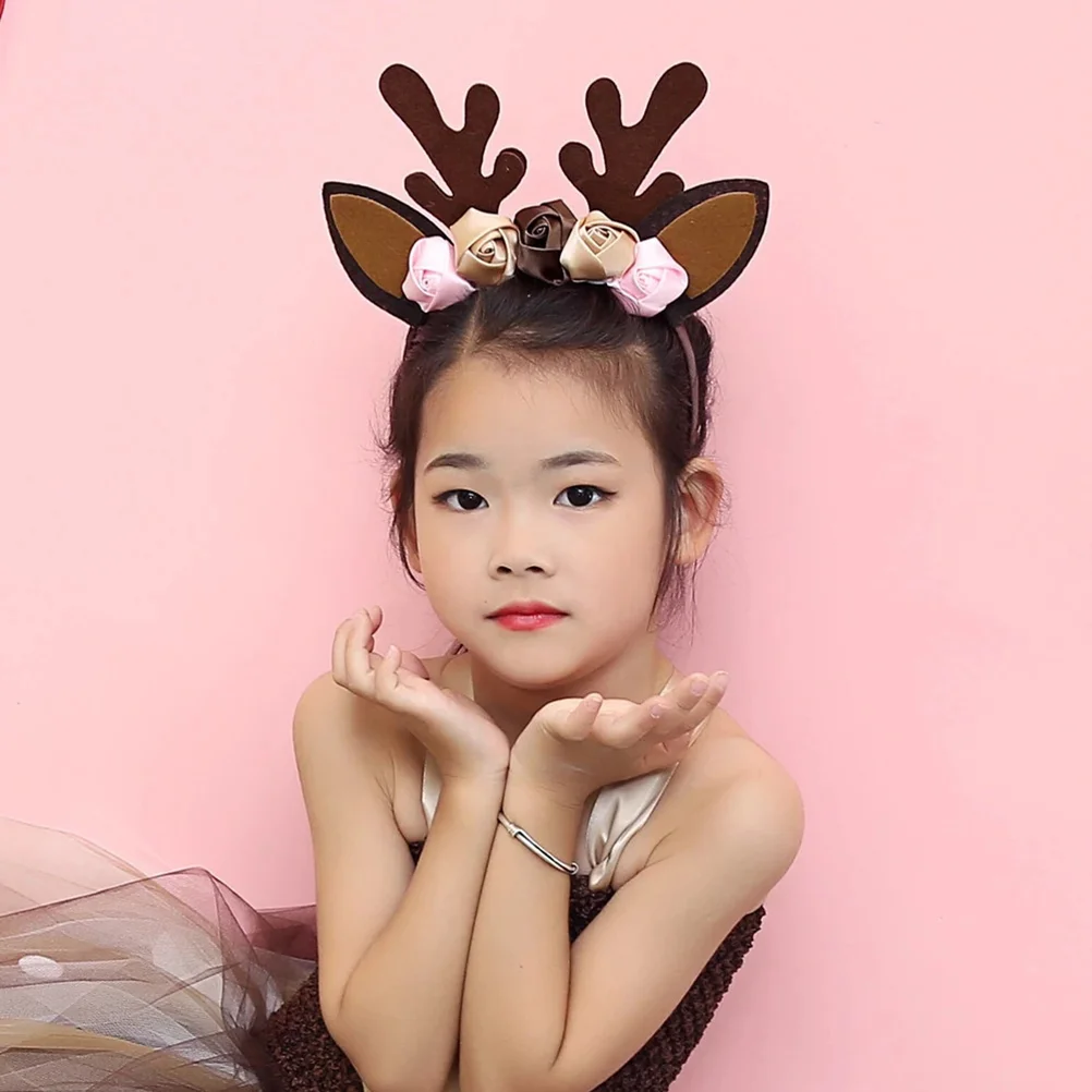 Reindeer Headband Christmas Antler Hair Hairband Antlers Stag Animal Fawn Elk Band Horn Deer Decor Headwear Xmas