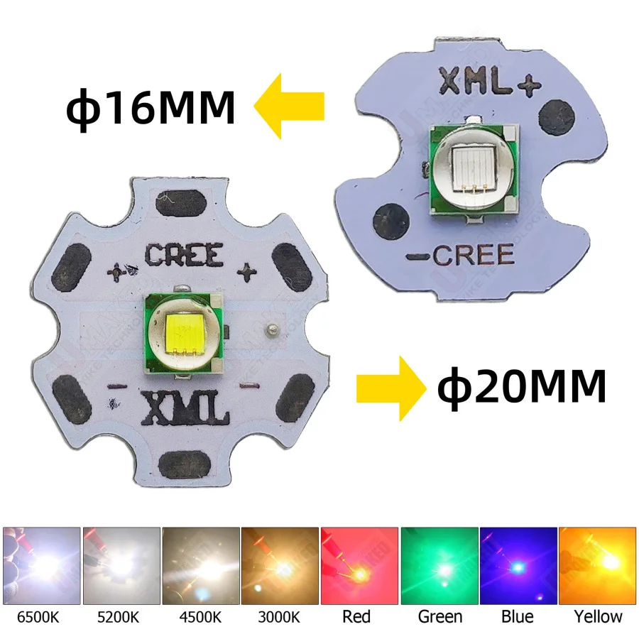 5W CREE T6 LED lighting source, WHITE/ WW/B/UV Light Power LED chip on 20mm