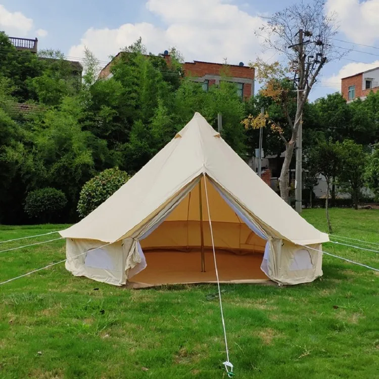 Tente en toile de coton de luxe, tente familiale de glamping pour le  camping, étanche, extérieur, désert, Tenda, Bell, Annie, 3m, 4m, 5m, 6m, 7m  - AliExpress