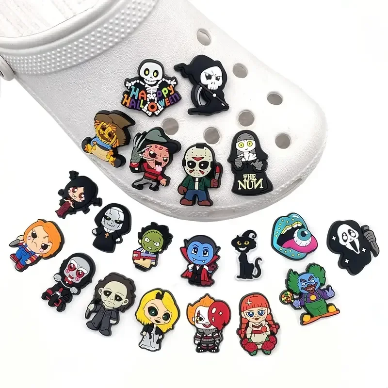 Cute Hallowen Pattern Shoe Charms Clogs Bubble Slides Sandals 20pcs PVC Shoe Decorations Accessories Christmas Bi shoe charms