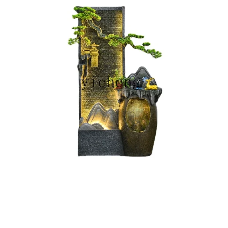 

ZC Rockery Water Curtain Wall Water Fountain Circulating Water Landscape Fengshui Wheel Living Room Floor Lucky Decoration