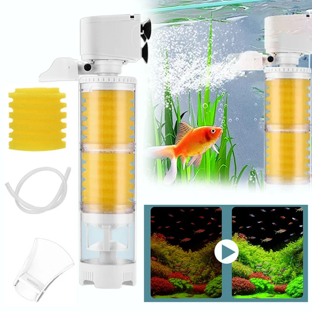 Tank Filter Ultra Quiet Fish Tank Filtration Pump Add Oxygen 3 in 1 Multifunction Internal Aquarium Filter Pump Accessories 1