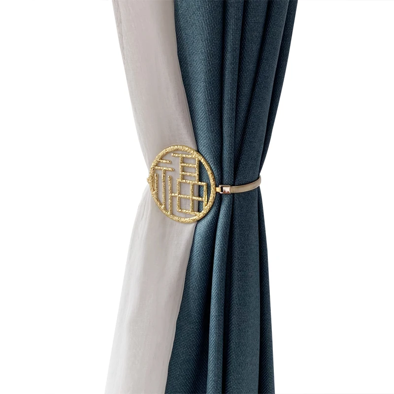 

Chinese Style Curtain Bandage Fu Character Alloy Spring Bedroom Soft Decoration for Living Room Binding Rope Curtain Buckle