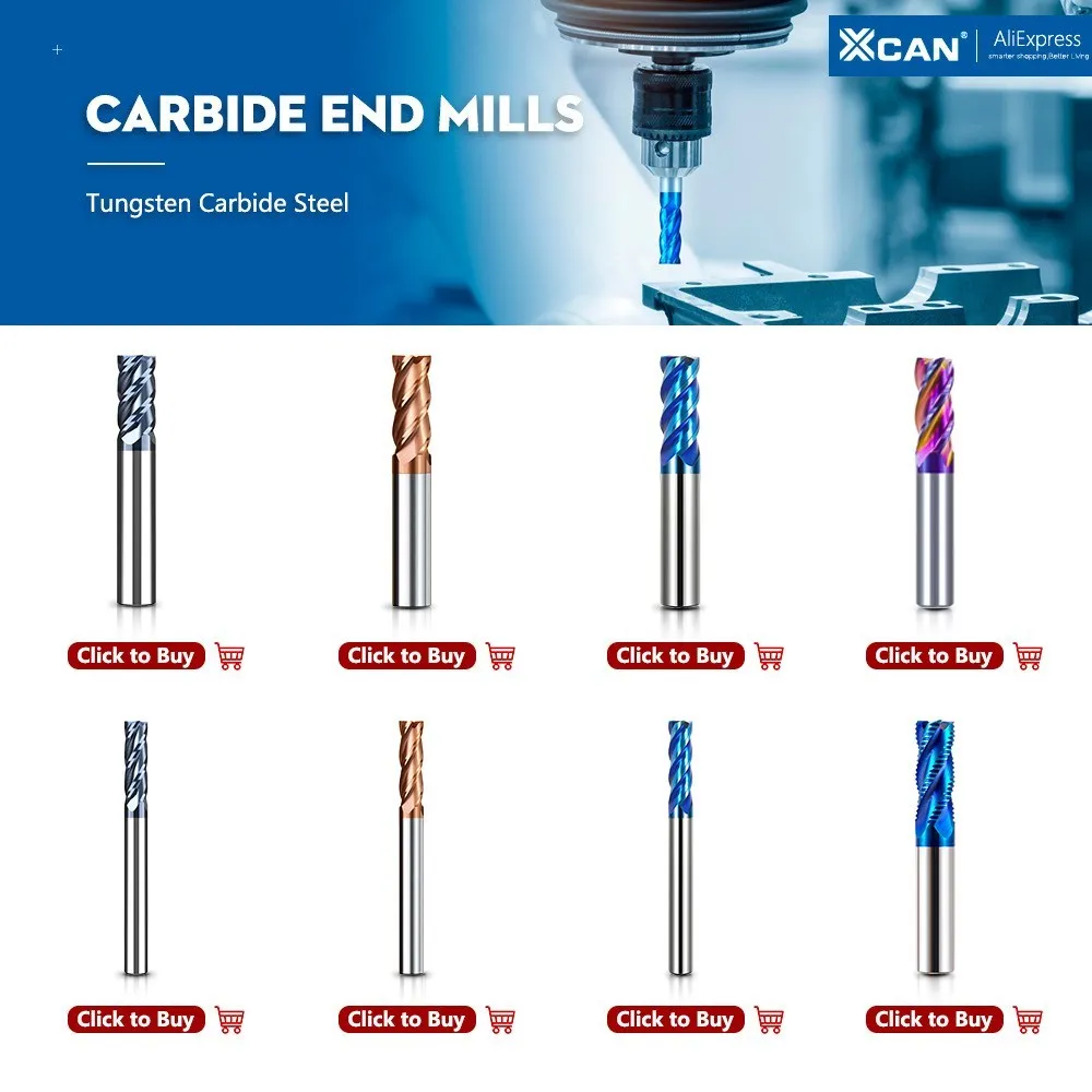 XCAN CNC Router Bit 4 Flöte Fräser TiCN Beschichtete Hartmetall-schaftfräser 1-12mm HRC60 CNC Bearbeitung schaftfräser Schneiden Fräsen Werkzeug – Detail 1
