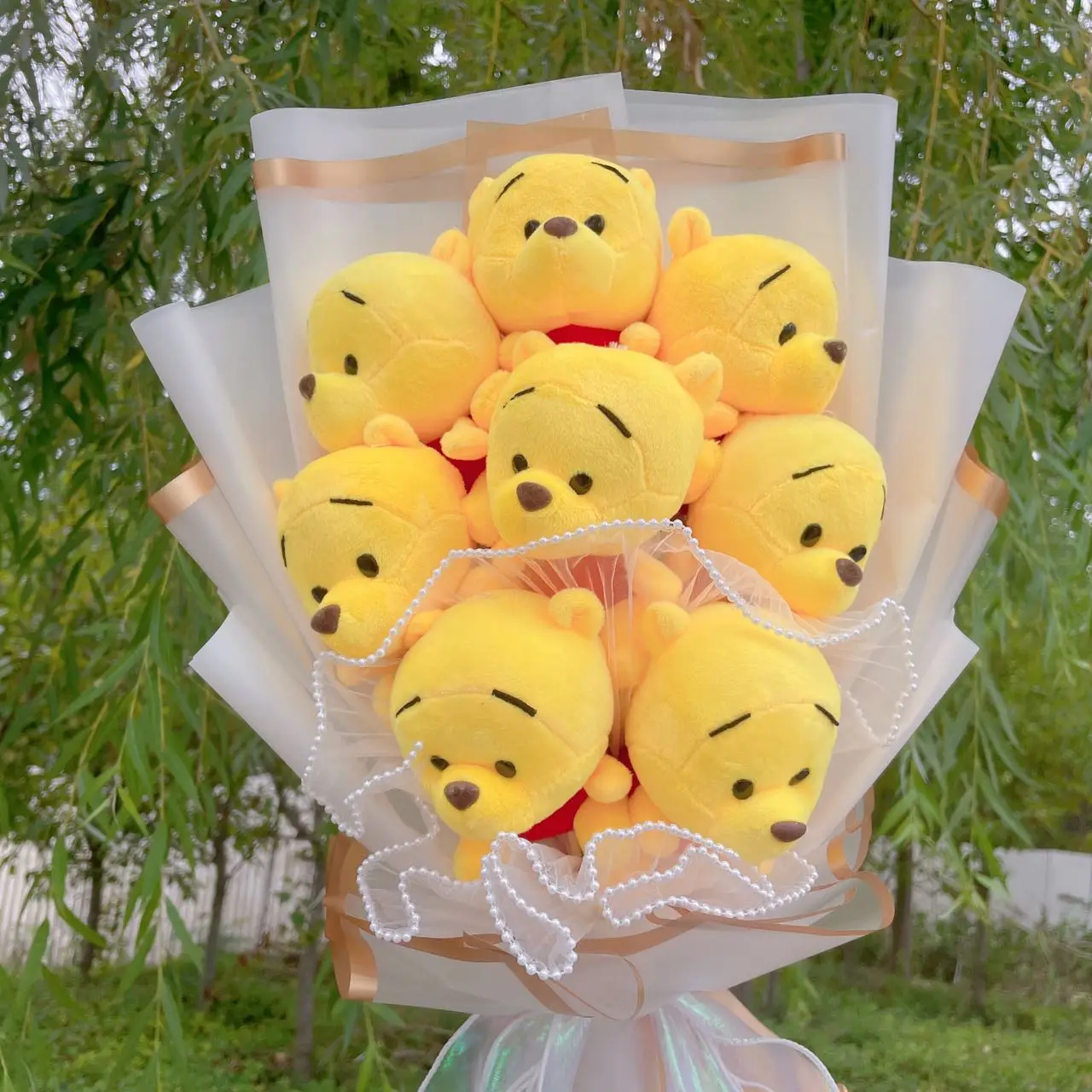 Cartoon Piglet Tigge Eeyore Winnie the Pooh Plush Doll Handmade Flower Bouquet Wedding Valentine's Day Christmas Graduation Gift 4