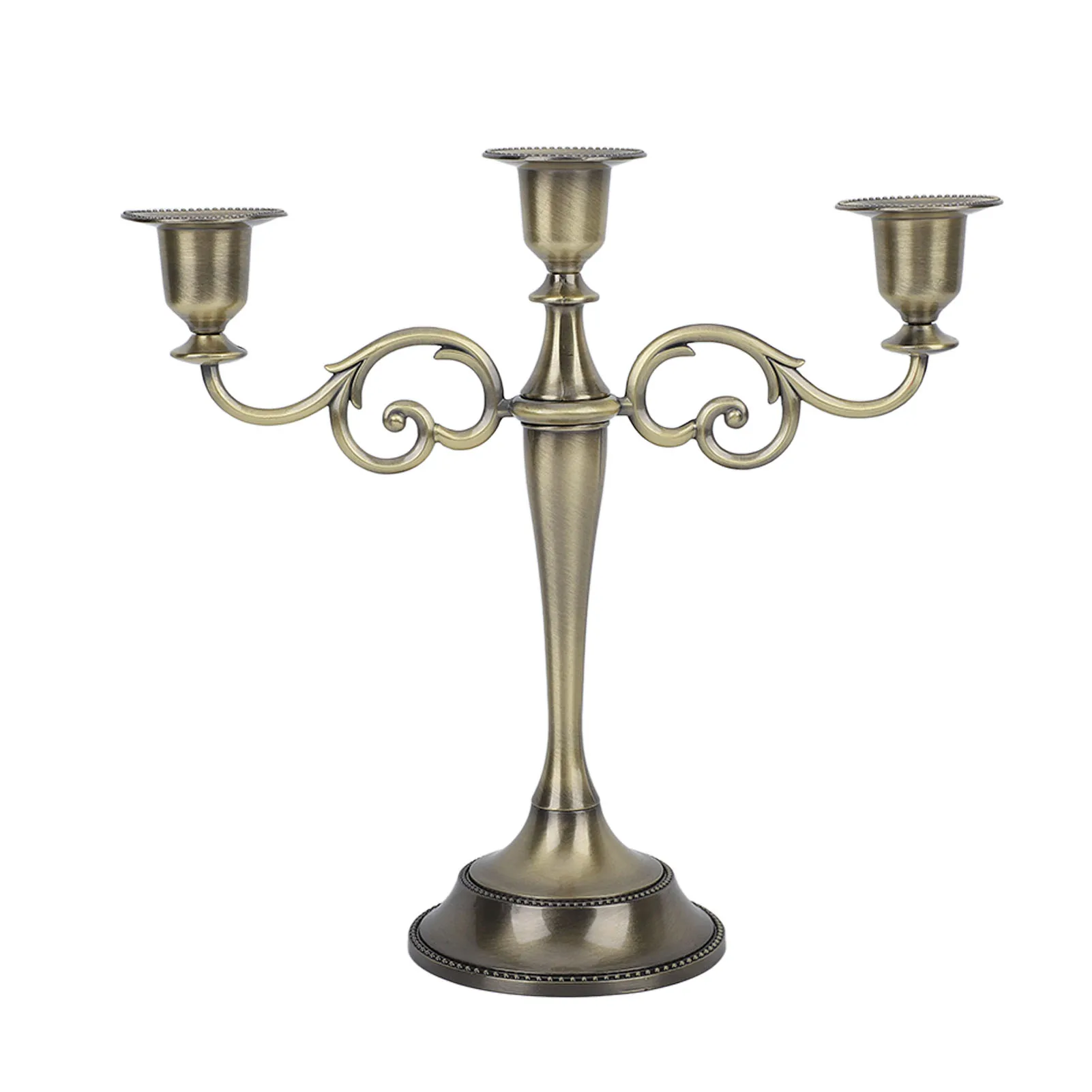 

Retro Metal Candle Holder 3 Arms High Gloss Retro Exquisite Candlestick Holder For Dining Tables Wedding Decoration