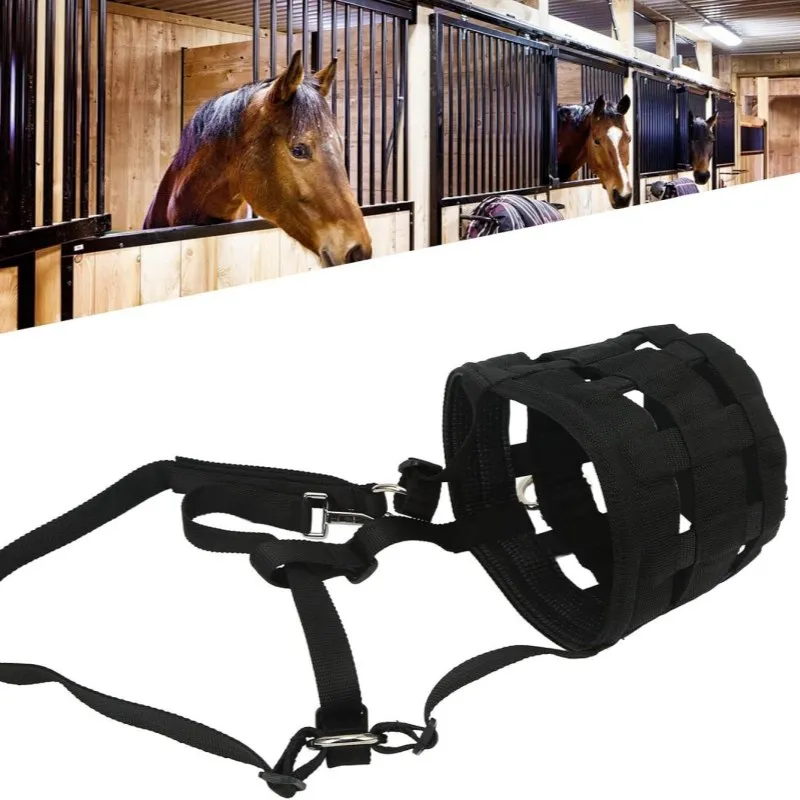 Horse Grazing Muzzle Anti Biting Horse Muzzles Horse Mouth Cover Soft PP Rubber Material Holes Anti-Biting for Equestrian 6