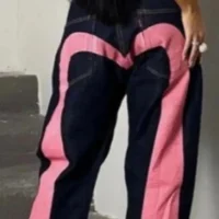 Long Pants Male Pants New Spring Autumn High Street Fashion Big M Printed Fashion Jeans Trousers Loose Straight Leg Men Casual 1