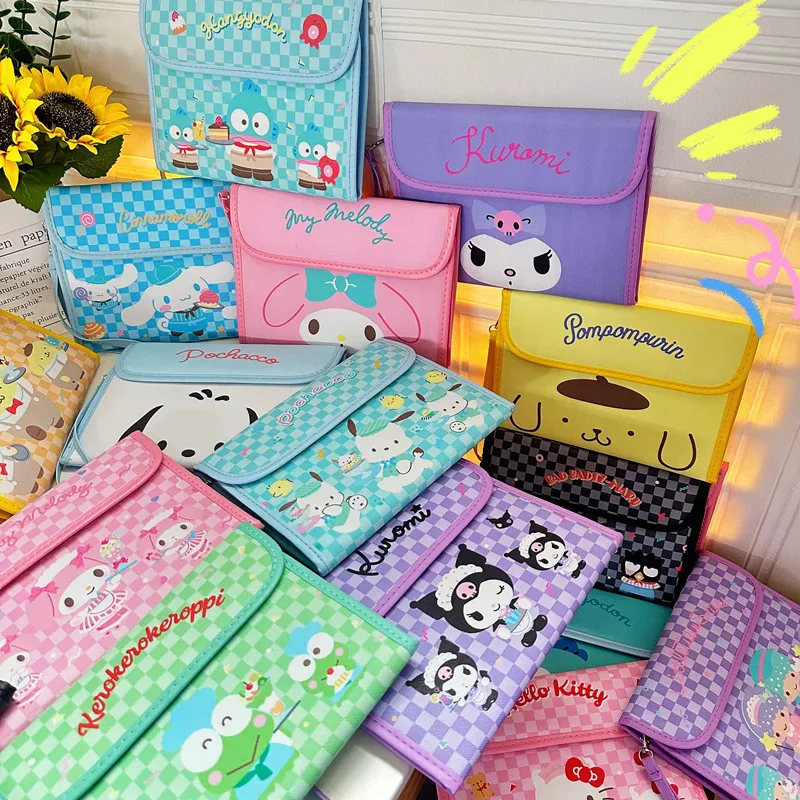 

Kawaii Sanrio паспорт сумка Hello Kittys Mymelody Kuromi Cinnamoroll мультфильм аниме ручной файл сумка большой емкости сумка для хранения