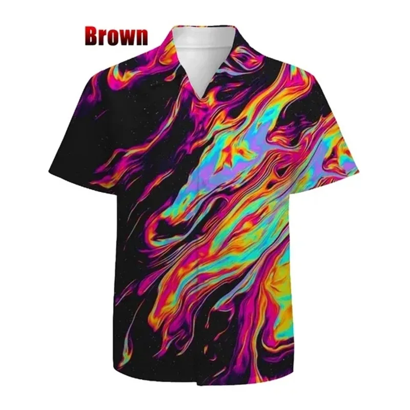 thumbnail image 1 of Camisa con estampado de pigmento en 3D para hombre, camisa informal de moda de manga corta con botones, camisas y blusas de talla grande para hombre, 1 of 5