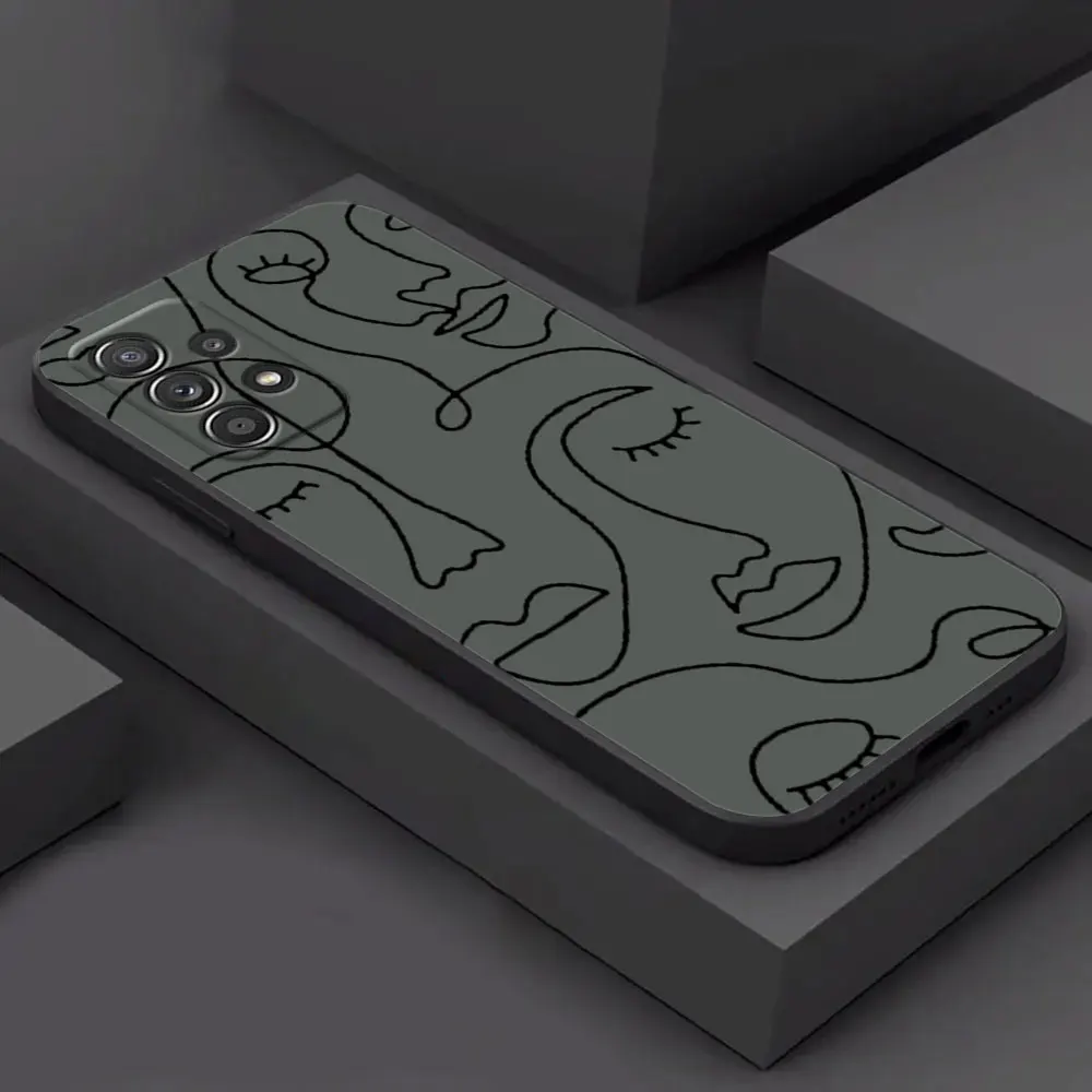 Elegant Line Art Face with Flower Design Soft Phone Case Cover
