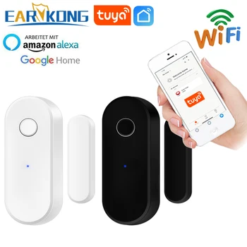 Tuya Smart WiFi Door Sensor Open Close Detector Black White Smartlife App Control Notification Compatible with Alexa Google Home 1