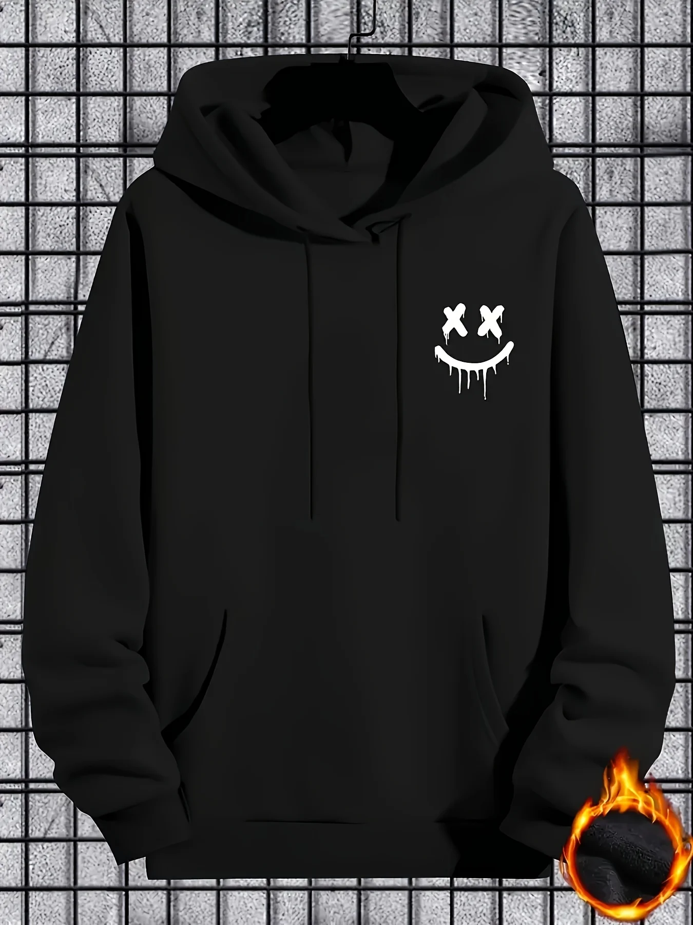 Men's Casual Hoodie with Geometric Face Design
