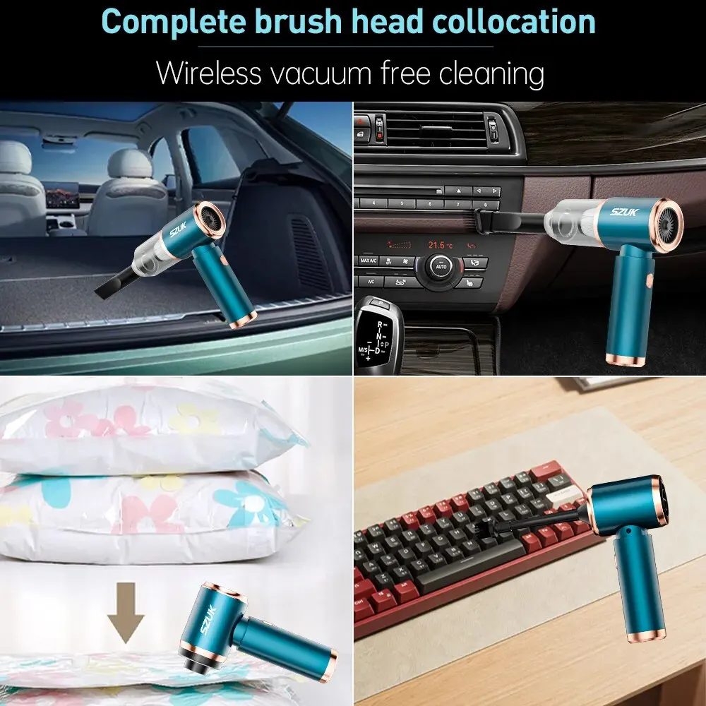 SZUK10000pa Car Vacuum Cleaner Wireless Mini Handheld Strong Suction Cleaning Machine Portable Cleaner for Car Home Keyboard vacuum cleaner,handheld vacuum cleaner,wireless vacuum cleaner,portable vacuum cleaner