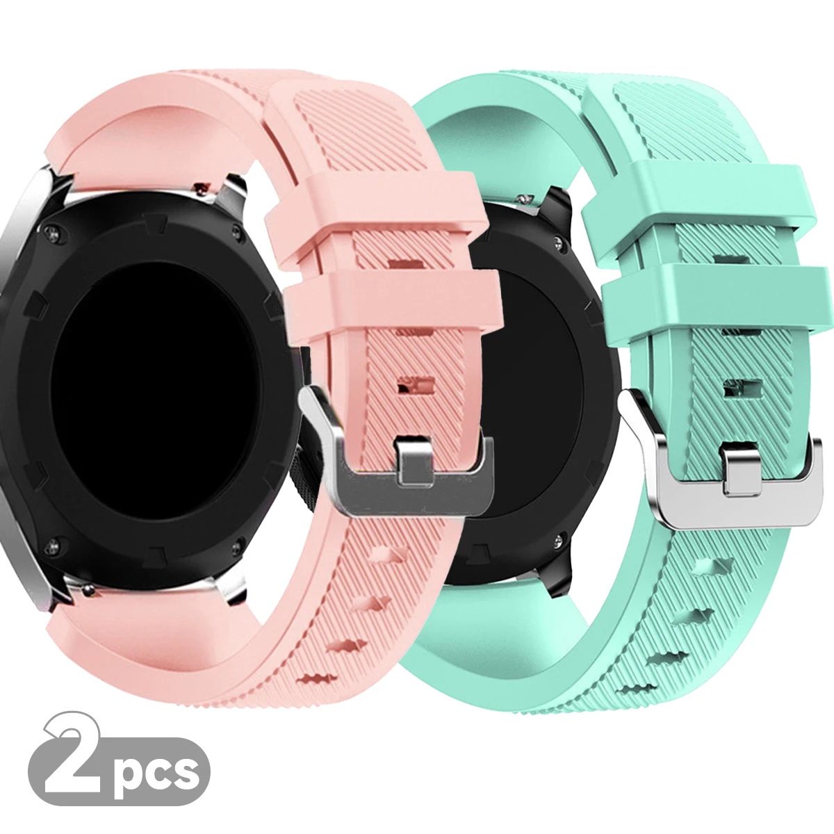 Set of 2 Premium Silicone Watch Bands (20mm/22mm) - Versatile and Durable Replacement Straps