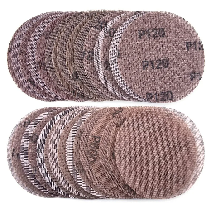 30 Pcs Mesh Sanding Discs 125mm 80 600 Grit Hook and Loop Sanding Paper