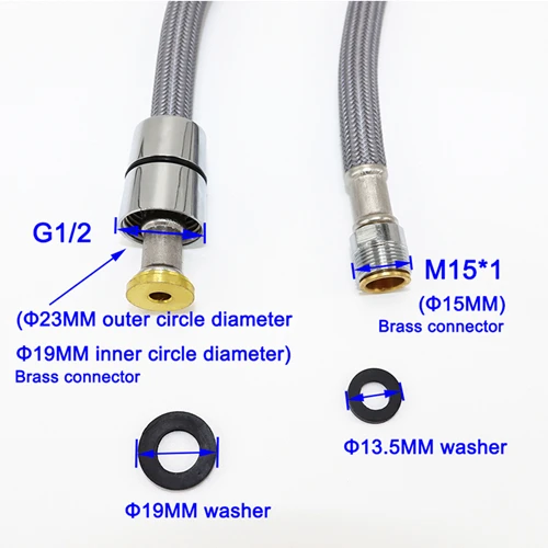 Plumbing Hose Water Pipe Plumbing Supply Hose 50cm/60cm/85cm F1/2 M15*1 Nylon Braided For Kitchen Pull Out Faucet