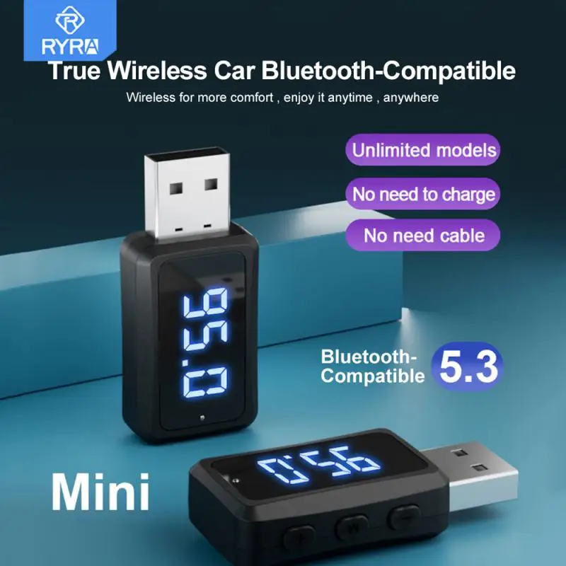

RYRA USB Bluetooth 5.3 Transmitter Receiver 3 In 1 Adapter Dongle Music Stereo Audio For Car Speaker Headphones Stereo Car Audio