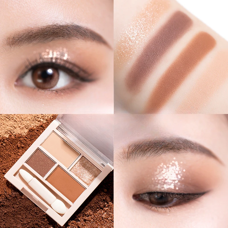 Glitter Eyeshadow Palette 4 Colori Pearlescent Matte Makeup Palette Shining And Charming Eye Make Up Earth Colawd Color