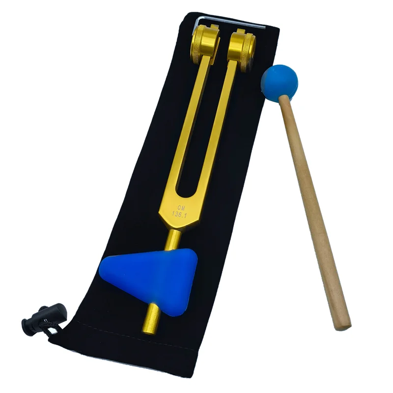 136.1 OM136.1 Aluminum Alloy Tuning Fork with Hammers for Healing Chakra Sound Therapy Reliever Stress