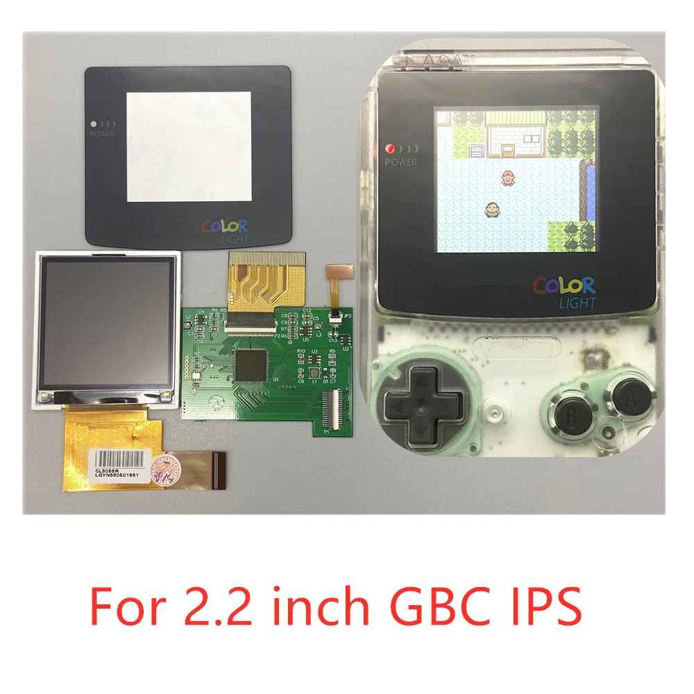 LCD Screen Replacement 2.2 Inches IPS GBC LCD Screen for Gameboy COLOR GBC Plug and Play Without Welding and Shell Cutting