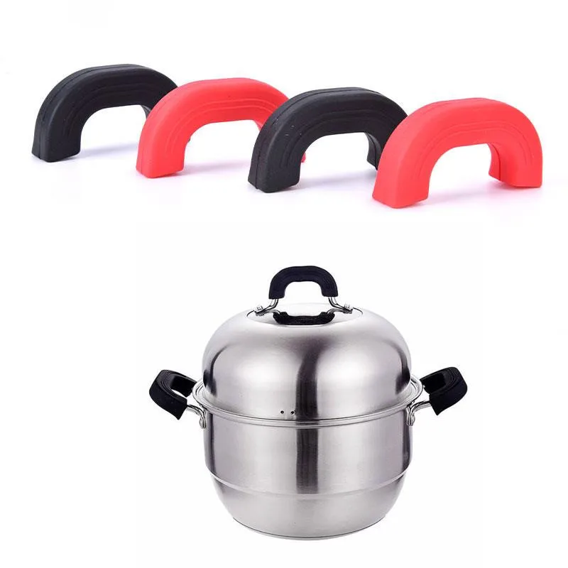 2 x Silicone Anti-Scald Pot Handle Protectors Non-Slip Pot Clip Sleeves Heat Resistant Oven Gloves Kitchen Gadgets pot handle cover pot handle holder pot clip