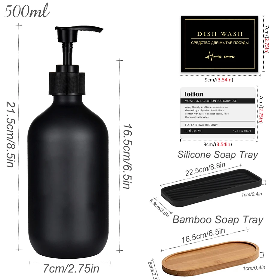 500ml Soap Dispenser Bottle Shampoo Conditioner Body Wash Refillable Dish Soap Hand Waterproof Sticker soap dispenser refillable bottle shampoo dispenser soap dispenser bottle