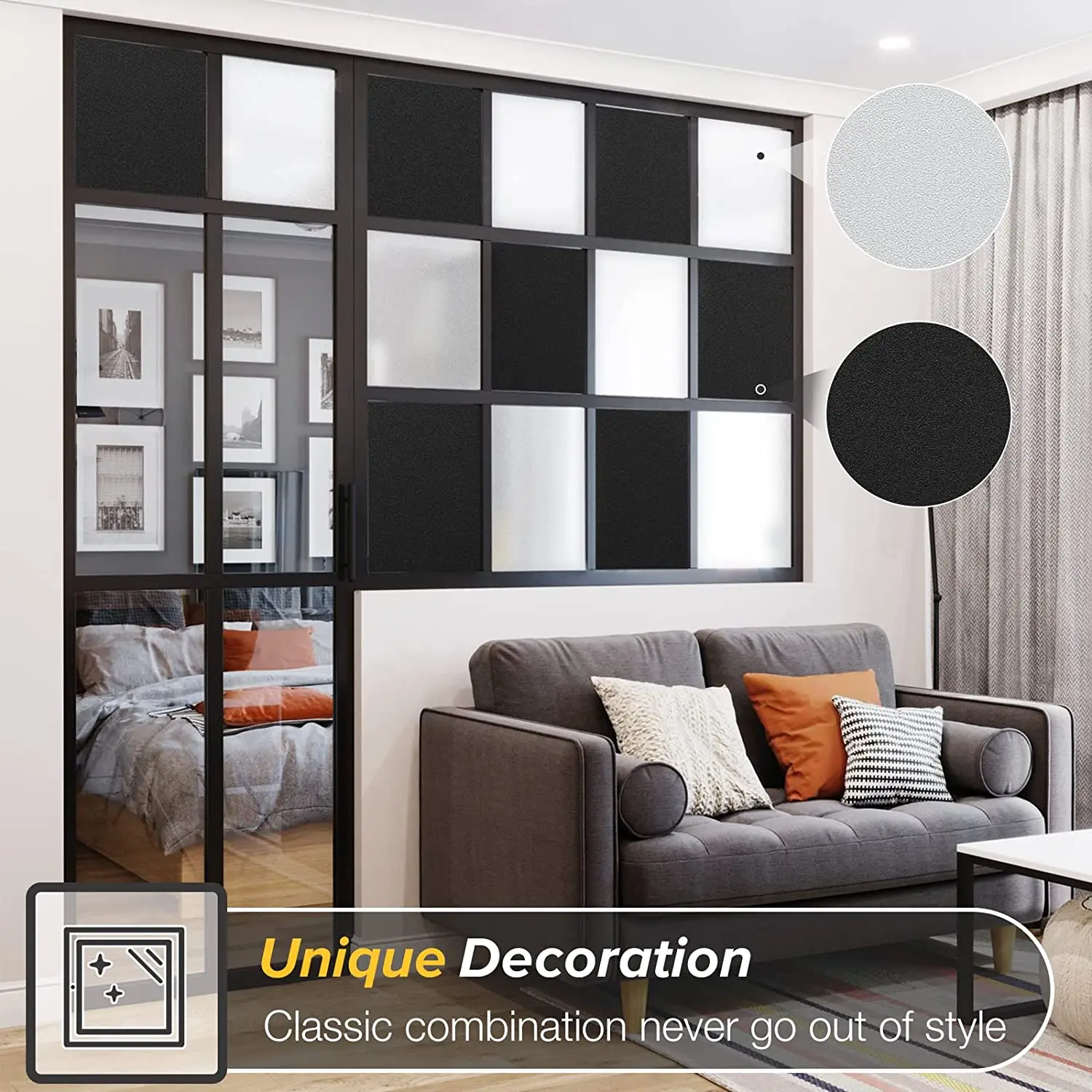 KISKIS Privacy Oscurante Pellicole per Finestre Giorno E Notte 100% Blocco della Luce, Statico Tinta per Finestre Oscuramento della Stanza, Nero,100x900cm(39x354inch